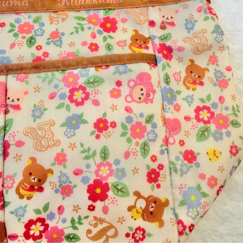 RARE Rilakkuma Korilakkuma animal flower purse tote bag zipper squirrel Japan